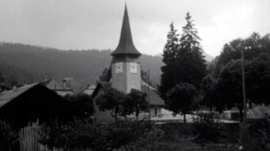 Dans le village vaudois de St-Cergue en 1955. [RTS]
