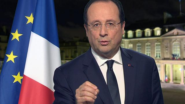 Le président François Hollande durant ses voeux pour 2014. [EPA/France2]