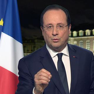 Le président François Hollande durant ses voeux pour 2014. [EPA/France2]