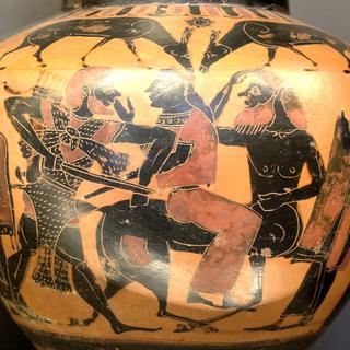 Héraclès, Déjanire et Nessos. Hydrie attique à figures noires, vers 575-550 av. J.-C. [D.P.]