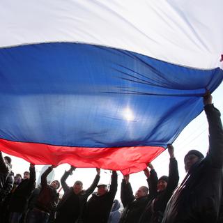 Les pro-russes ont manifesté à Donetsk, le fief du président déchu Ianoukovitch situé dans l'est de l'Ukraine. [AFP - Alexander Khudoteply]