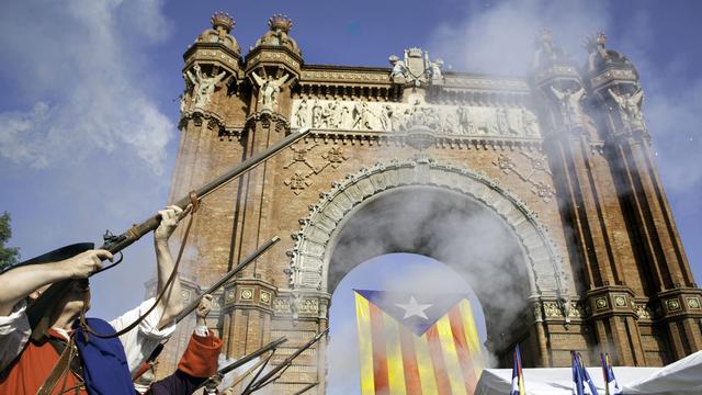 La manifestation avait été organisée à l'occasion de la Fête de l'indépendance catalane. [Joan Alvado/Anadolu Agency]