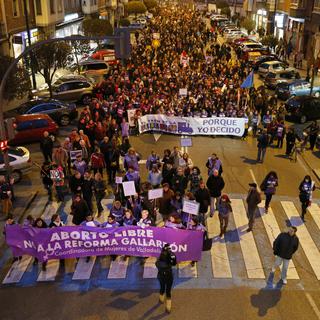 Des manifestants du "train de la liberté" ont défilé vendredi à Valladolid avant la manifestation de ce samedi à Madrid. [Cesar Manso]