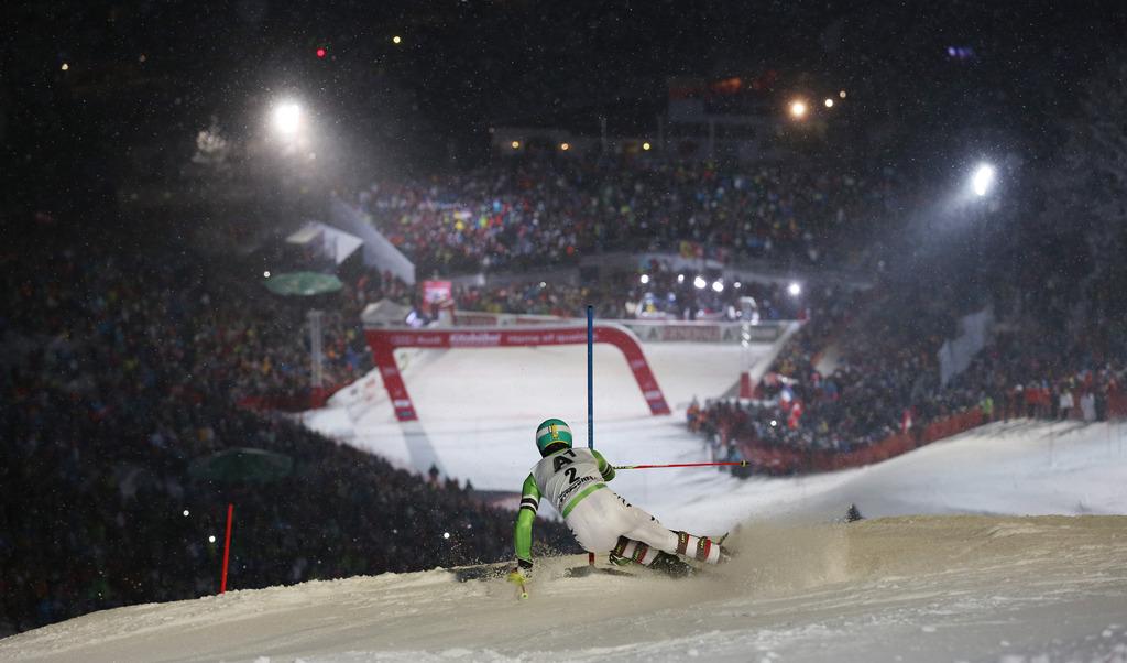 Felix Neureuther s'impose pour la 2e fois après 2010 à "Kitz". [KEYSTONE - Alessandro Trovati]