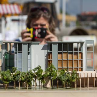 La maquette du futur Pavillon suisse à l'exposition universelle de Milan de 2015. [Ti-Press/Pablo Gianinazzi]