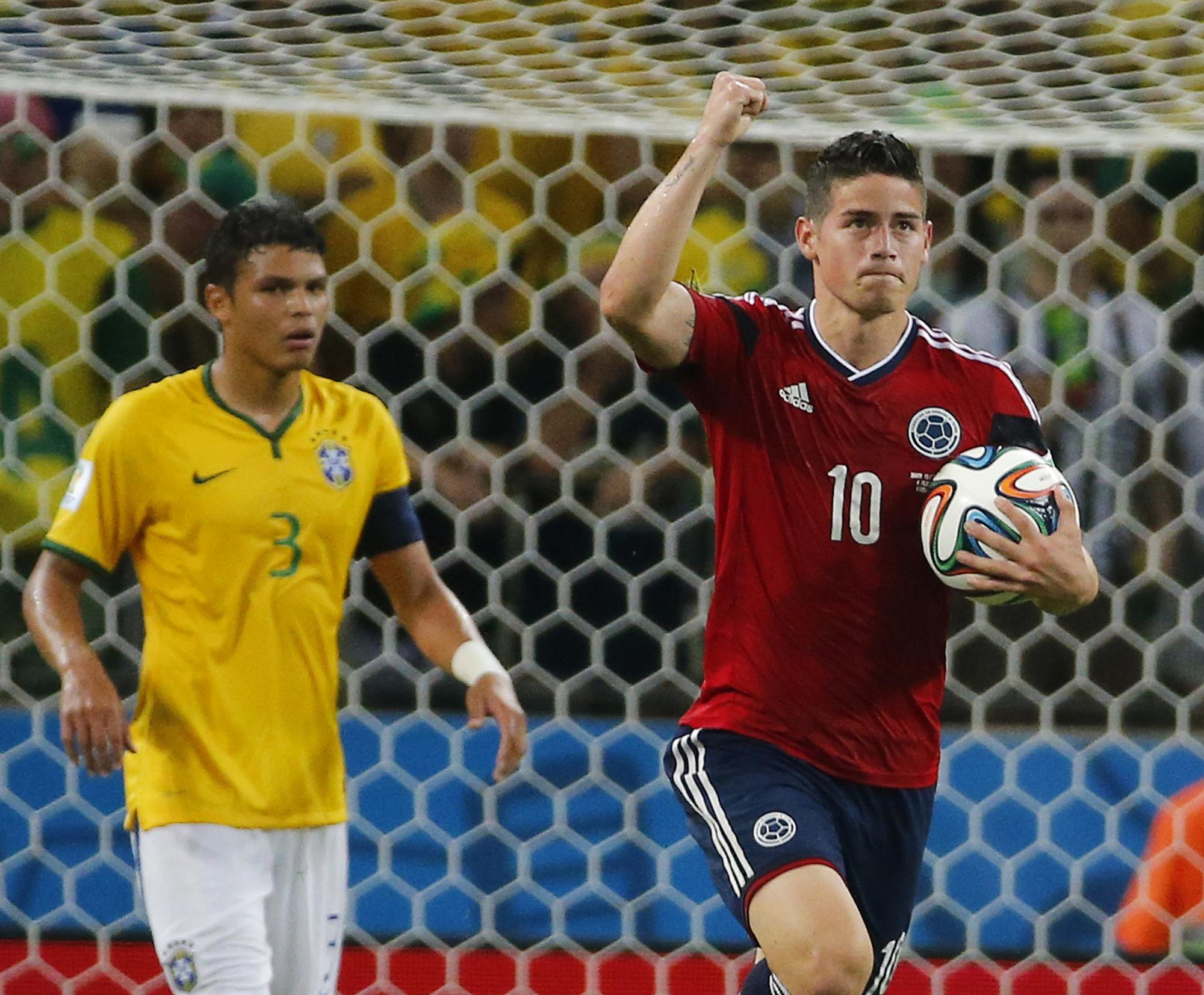 Rodriguez a inscrit son 6e but du tournoi. Insuffisant toutefois pour battre la Brésil. [REUTERS - © Yves Herman / Reuters]