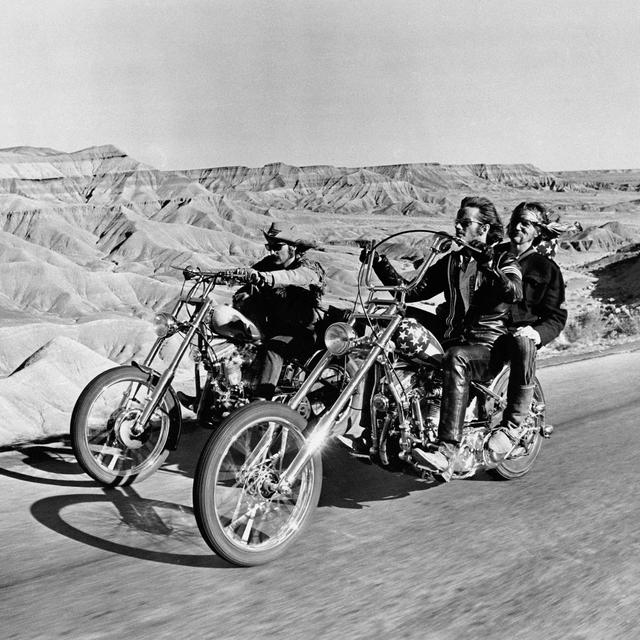 Dennis Hopper, Jack Nicholson et Peter Fonda dans "Easy Rider", film de Dennis Hopper, 1969. [Wolf Tracer Archive / Photo12 / AFP]