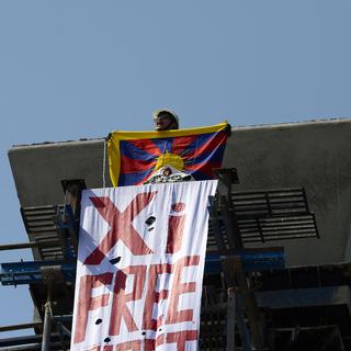 Les réfugiés tibétains ont manifesté dans plusieurs villes contre la venue du président chinois (ici à New Dehli). [Chandan Khann]