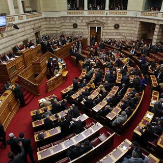 Au troisième round, le Parlement grec n'a pas élu Stavros Dimas au poste de président de la république. [EPA/Keystone - Simela Pantzartzi]