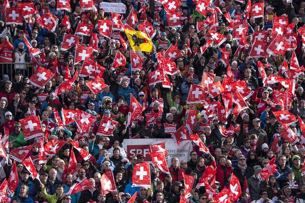 Les supporters suisses ont donné de la voix samedi. [KEYSTONE - Peter Schneider]