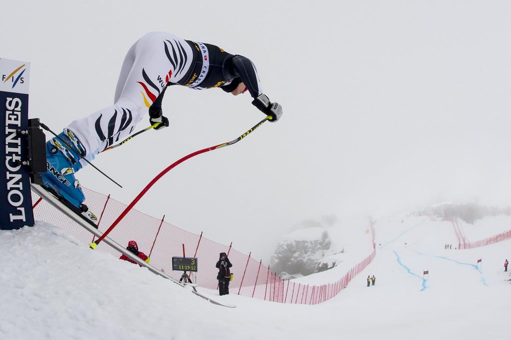 Maria Hoefl-Riesch n'est pas fan de la piste du Mont-Lachaux. [KEYSTONE - Jean-Christophe Bott]