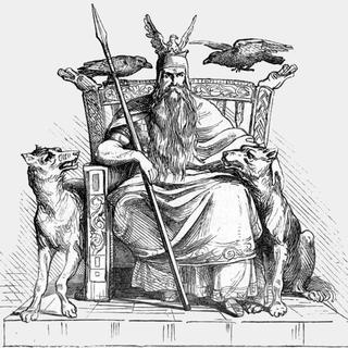 Odin sur son trône, illustration tirée du manuel de mythologie d'Alexander Murray publié en 1865. [D.P.]