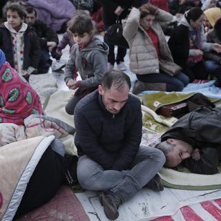 Plusieurs dizaines de réfugiés syriens sont en grève de la faim à Athènes. [AP Photo/Petros Giannakouris]