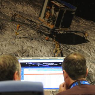 La trajectoire de Philae monitorée depuis le CNES à Toulouse. [Eric Cabanis]