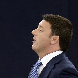 Le Premier ministre italien Matteo Renzi lors de son discours devant le Parlement européen à Strasbourg. [Frederick Florin]