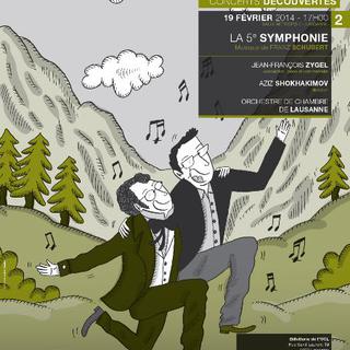 L'affiche du concert "Symphonie n°5" de Franz Schubert par l'OCL et Jean-François Zygel. [ocl.ch]