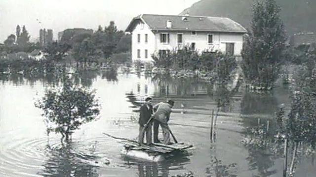 Plaine du Rhône inondée, première partie du 20e siècle [Centre valaisan de l'image et du son]