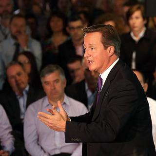 Le Premier ministre britannique David Cameron est allé plaider pour l'union du Royaume-Uni à Edimbourg en Ecosse à une semaine du vote sur le référendum. [ANDREW MILLIGAN]