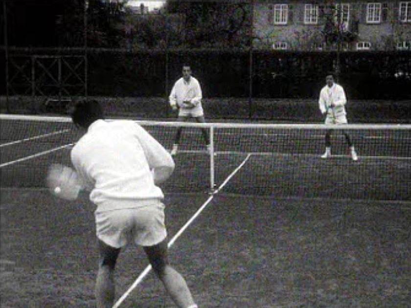 Entraînement de l'équipe suisse à la veille de la coupe Davis.