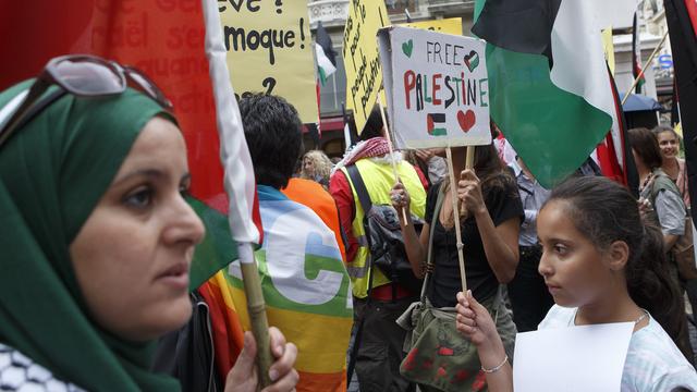 Manifestation en soutien aux Palestiniens, à Genève, le 26 juillet 2014. [Salvatore Di Nolfi]