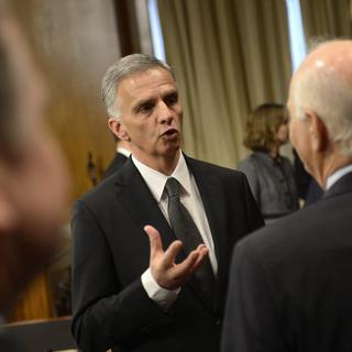 Didier Burkhalter a demandé aux Etats-Unis de soutenir les plans de l'OSCE en Ukraine. [EPA - Shawn Thew]