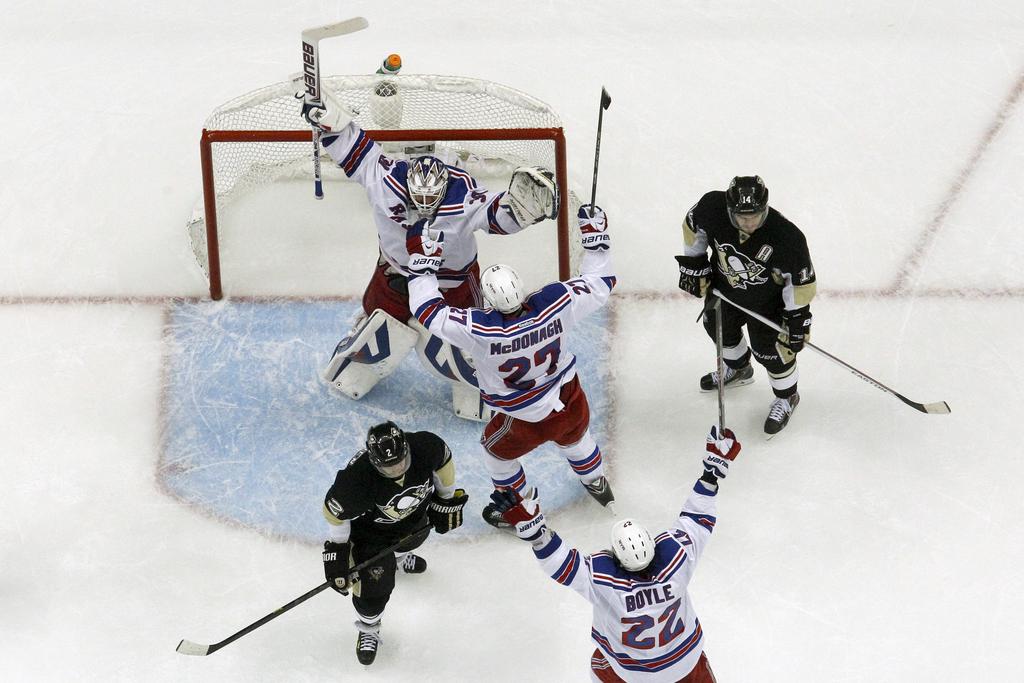 Lundqvist et Cie jubilent. Les Rangers sont en finale de la Conférence Est. [KEYSTONE]