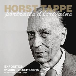 Affiche de l'exposition "Horst Tappe, portraits d'écrivains", à la fondation Jan Michalski, Montricher. [facebook.com/FondationJanMichalsk]