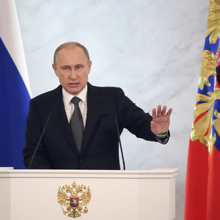Vladimir Poutine lors de son discours jeudi. [Sergei Karpukhin]