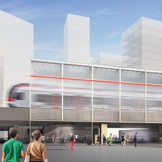 Image de synthèse de la future gare de Lancy-Pont-Rouge. [CEVA]