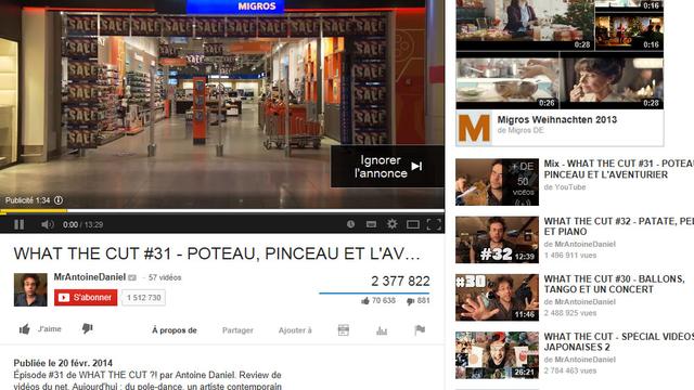 Capture d'écran d'une pub sur YouTube.