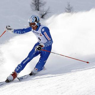 Bastien Dayer lors d'un Slalom Géant de Télémark en 2008. [Jean-Christophe Bott]