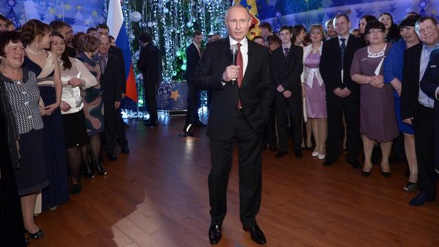 Vladimir Poutine lors de ses voeux pour la nouvelle année 2014. [AP/RIA-Novosti/Alexei Nikolsky]