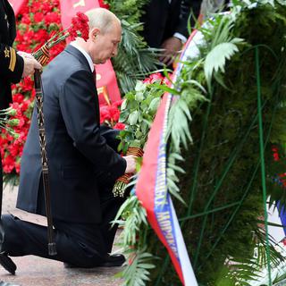 Vladimir Poutine lors des célébrations à Sébastopol en Crimée. [EPA - Sergei Ilnitsky]