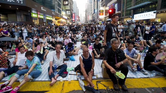 Protestation pro-démocratie dans le district de Mong Kog à Hong Kong, le 30 septembre 2014. [Xavier Olleros]