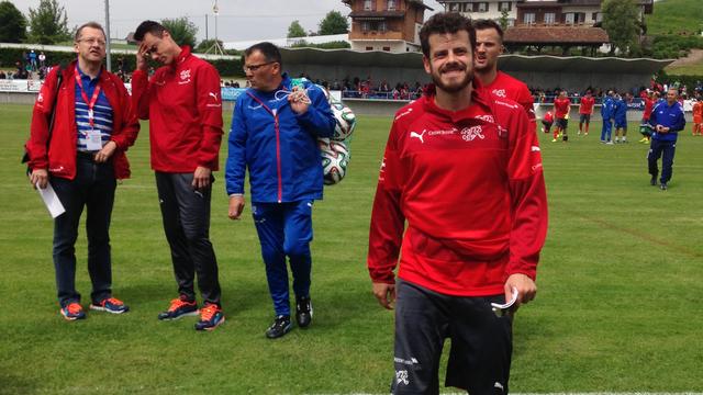 Barnetta était tout heureux de pouvoir s'entraîner "pour de vrai" avec l'équipe. [Miguel Bao]