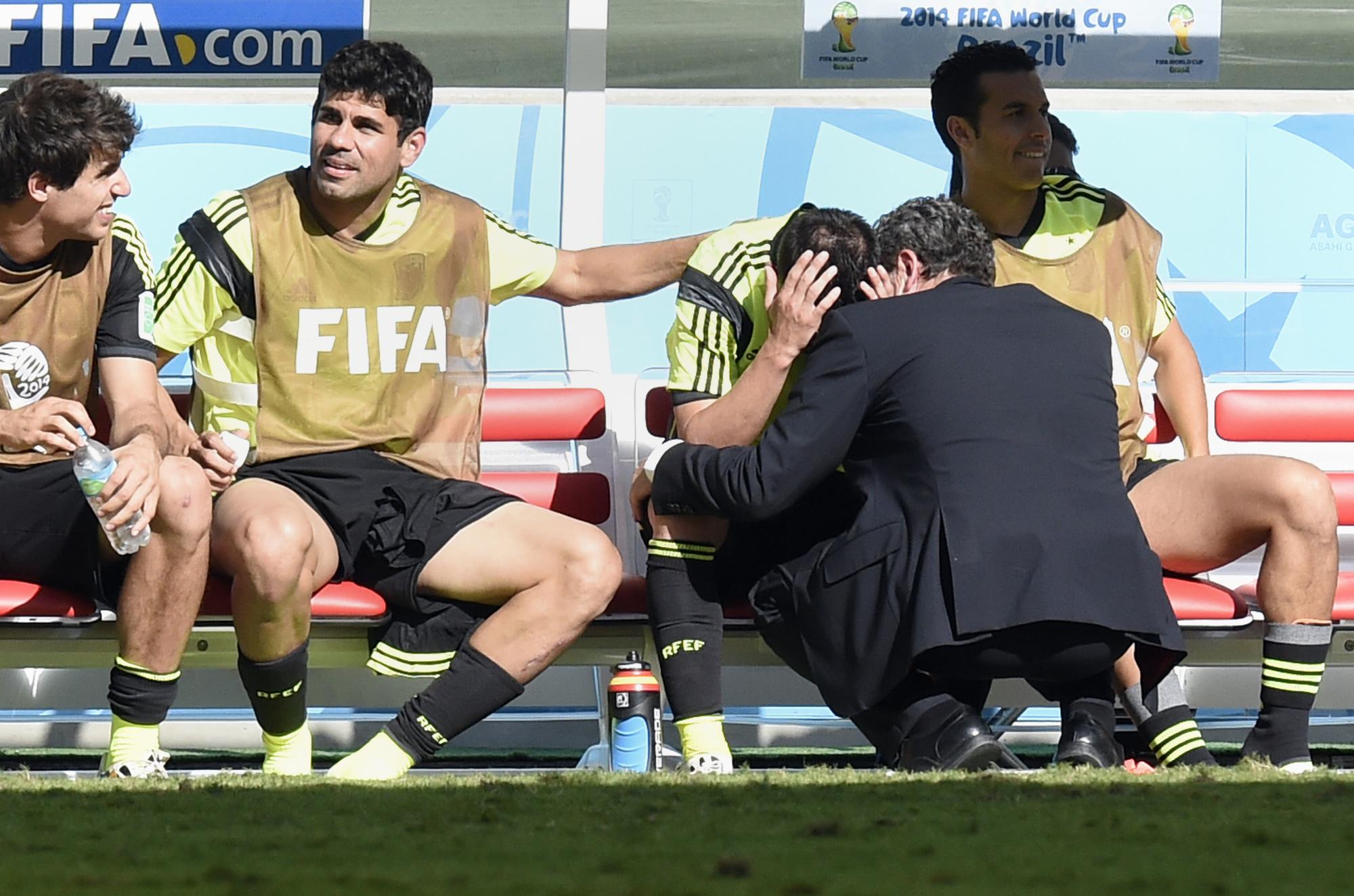 Une fois sorti, David Villa n'a pas pu retenir ses larmes... [AFP - Juan Barreto]