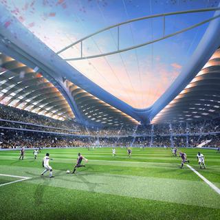 Image virtuelle du futur stade Al-Wakrah, projet dans le cadre de Qatar 2022. [Qatar 2022 committee]