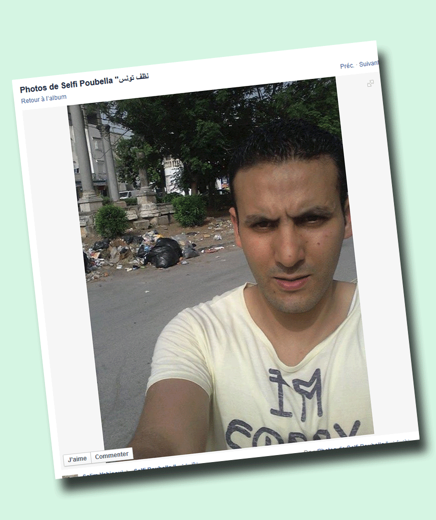"Trash selfie" est une campagne visant à dénoncer l'état des rues de Tunis. [Facebook]