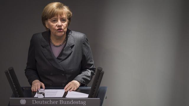 Angela Merkel lors de son discours devant le Bundestag. [Odd Andersen]