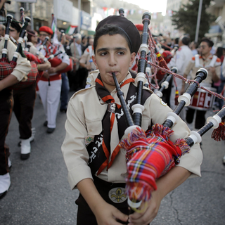 Les scouts palestiniens jouent même de la cornemuse! [Ammar Awad]