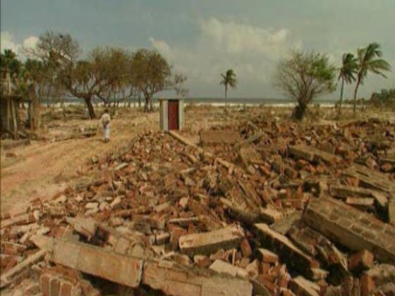 Les côtes du Sri Lanka ravagées par le tsunami de 2004. [RTS]