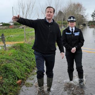 David Cameron s'est rendu à Fordgate, dans le Somerset. [POOL / TIM IRELAND]