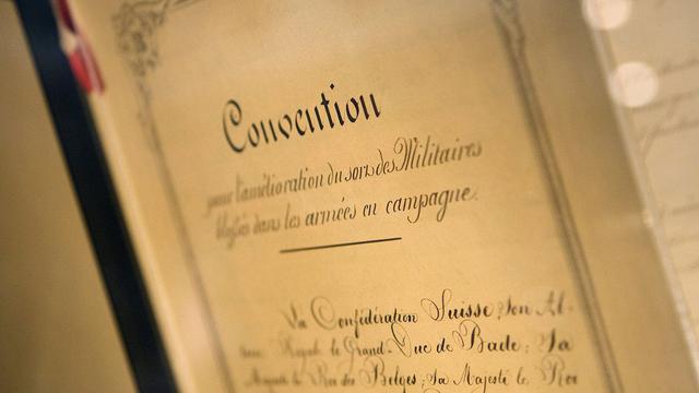 L'original de la première Convention de Genève, signée en 1864. [Salvatore Di Nolfi]