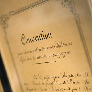 L'original de la première Convention de Genève, signée en 1864. [Salvatore Di Nolfi]