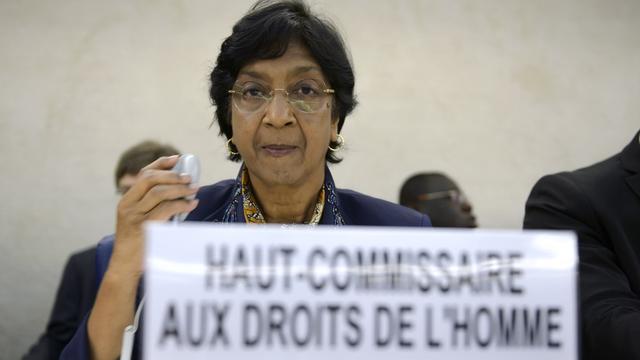 Navi Pillay, lors de la session spéciale du Conseil des droits de l'homme qui se tient à Genève. [Martial Trezzini]