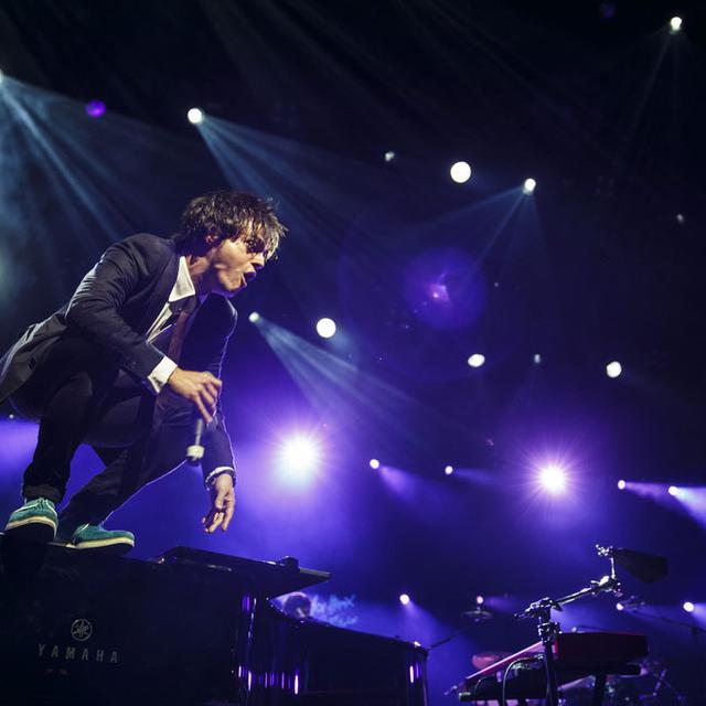 Jamie Cullum sur la scène du Montreux Jazz Festival, le 11 juillet 2014. [Keystone - Valentin Flauraud]
