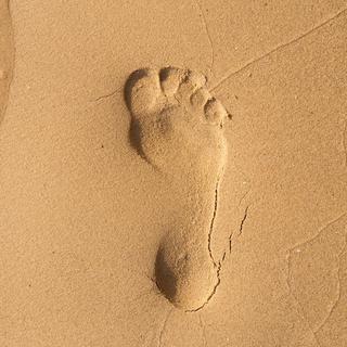 Trace de pied dans le sable. [chagin]