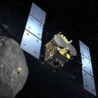 La rencontre entre la sonde Hayabusa-2 et l'astéroïde "1999 JU3" devrait avoir lieu en 2018. [Akihiro IKESHITA/JAXA]