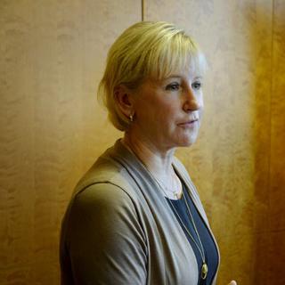 La cheffe de la diplomatie suédoise Margot Wallström (g.) lors d'une visite en Finlande. [Markku Ulander/Lehtikuva]