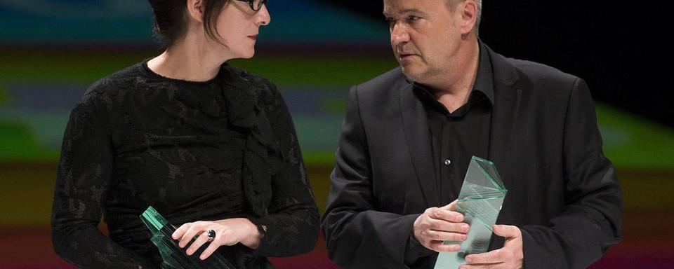 Ursula Meier et Antoine Jaccoud, ici lors de la remise du Quartz 2013, à Genève. [Salvatore Di Nolfi]